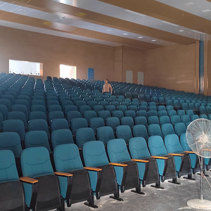 Silla Moderna para <span class=keywords><strong>Auditorio</strong></span>, Teatro o Aula Escolar, con Estructura de Aluminio, Asiento de Tela, Respaldo de Madera Sólida, Inclinable, Mobiliario para Teatro - Product Image 3