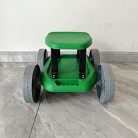 Chariot de jardinage en plastique à quatre roues, hauteur réglable, siège pivotant avec dossier, capacité de 100 kg, conteneur roulant durable