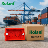 Caja de conexiones eléctricas Kolani de PVC rojo de 2x4 pulgadas, caja de montaje empotrado de doble grupo con insertos de tuerca metálica y orificios de varios tamaños