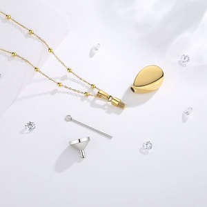Kalung guci emas tetesan air mata malaikat abu kenangan penyimpan perhiasan kremasi baja tahan karat untuk abu - Product Image 4