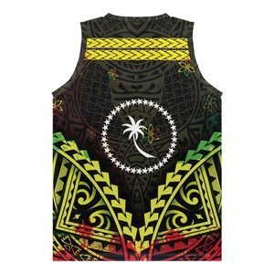 Maillots de basket-ball avec logo de l'île de Chuuk, imprimé tribal, maillot de basket-ball brodé, vente en gros, maillot de basket-ball personnalisé pour les jeunes - Product Image 2
