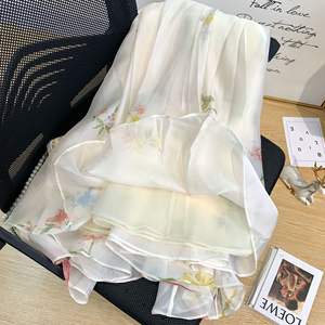 <span class=keywords><strong>Xiaoxiao</strong></span> Blush rose imprimé fleuri robe manches bouffantes col en V bretelles spaghetti style français-une longue robe de soirée à la mode pour le voyage - Product Image 3