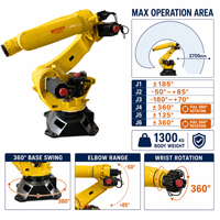 Bras robotisé industriel Thinkmotion à 6 axes, contrôlé par PLC, avec moteur à boîte de vitesses, charge utile de 210 kg, portée de 2700 mm, pour manutention lourde et palettisation