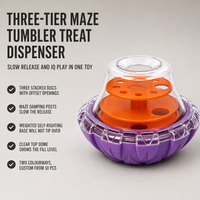 Dispenser Makanan Kucing & Anjing Kecil 3 Tingkat Model Maze dengan Logo Kustom, Mainan Puzzle Latih IQ, Slow Feeder, Kubah Transparan