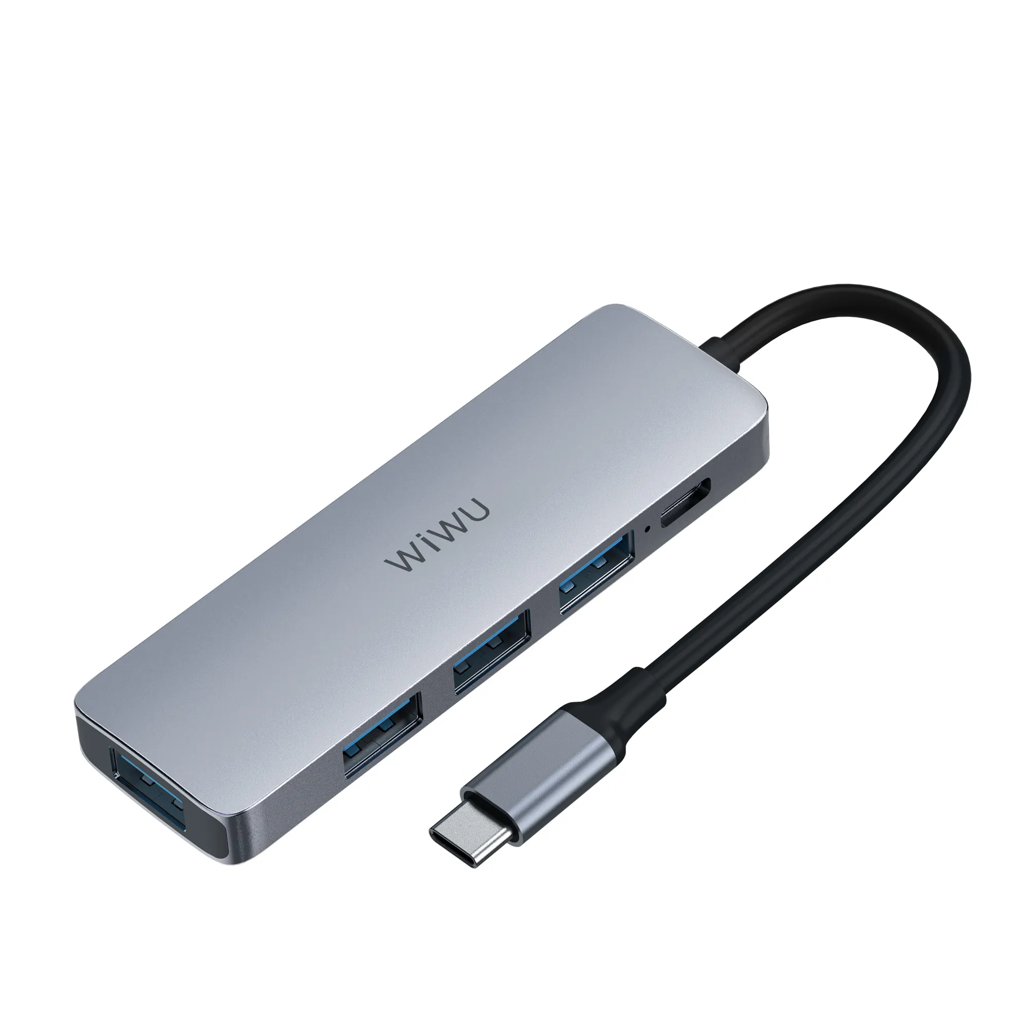 WiWU Baru Grosir Sihir 5 Port USB C Adaptor Tipe C Hub 5-In-1 Pengisian Cepat dengan 100W PD dan USB 3.0/USB2.0