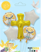 Baptême espagnol Mi Bautizo Globos Prima Comunion Sainte Communion Bougie Pour Décoration De Fête Baby Shower Croix Ballon