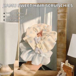 Coleteros de tela con lunares estilo coreano Jiamu Beige Blue Series, dulces y lindos, para mujer y niña, elegantes y a la moda, de fábrica. - Product Image 2