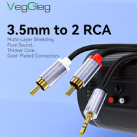 Premium OFC 3.5mm Jack - 2RCA Ses Kablosu OD4.0mm Alüminyum Alaşımlı Kabuk Altın Kaplama 2 RCA Stereo Aux Kablosu Amplifikatör için