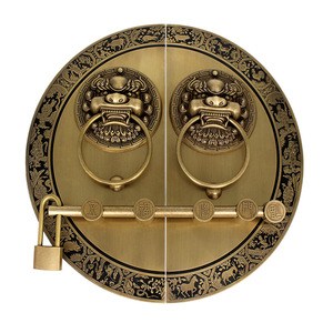 <b>Antique</b> Chinese Style <b>Brass</b> <b>Door</b> Handles With Lion <b>Knobs</b> Large Size For Wooden <b>Doors</b> - Product Image 4
