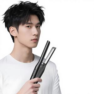 Fer à lisser et à boucler 2-en-1 portable pour hommes, avec revêtement céramique et ions négatifs, ne domine pas les cheveux, emballage standard - Product Image 1