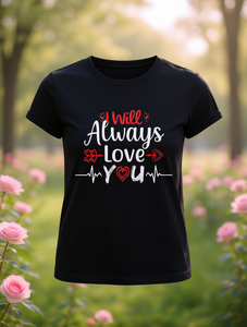 T-shirt da donna con stampa girocollo per San Valentino, decorazione romantica a cuore, stile casual primavera estate - Product Image 2