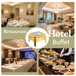 Scaldavivande Elettrico Quadrato in Acciaio Inossidabile Dorato, Set da Buffet 9L, <span class=keywords><strong>Design</strong></span> Moderno, Marca TaiDing, per Hotel e <span class=keywords><strong>Ristoranti</strong></span> Commerciali - Product Image 5