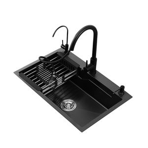 Chậu rửa chén nhà bếp bằng thép không gỉ màu đen hình chữ nhật kiểu nông trại, bán buôn từ nhà máy - Product Image 3