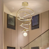 Minimalisme Lampe Anneau Chambre Salon Salle À Manger Escalier Nordique Moderne Noir Métal Led Lustres Suspendus
