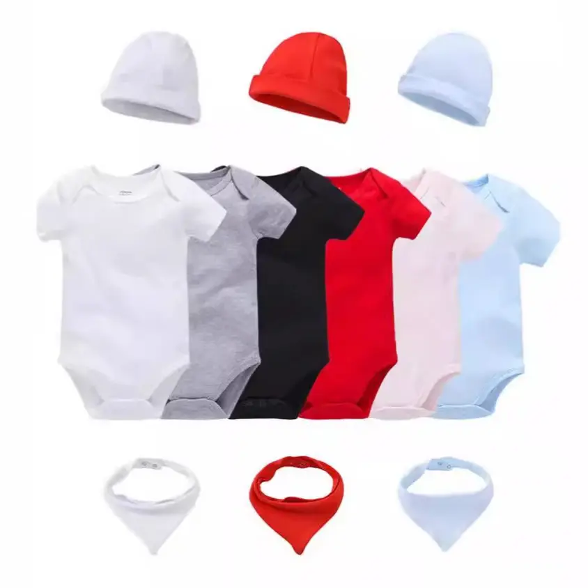Wholesale Summer Newborn Baby Cotton Button Rompers Jumpsuit Unisex Baby Clothes Boys 0-3 Month