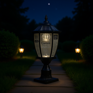 Lanterne solaire de jardin Cavilen, lumière LED, design en verre, éclairage extérieur pour allée, cour, patio, 20 pouces, IP65, résistant à l'eau - Product Image 2