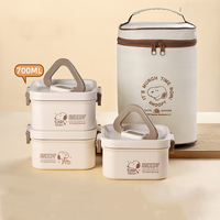 Ensemble de boîtes à lunch Snoopys en acier inoxydable 316L, boîte bento étanche avec sac isotherme, récipient alimentaire compatible micro-ondes pour le bureau