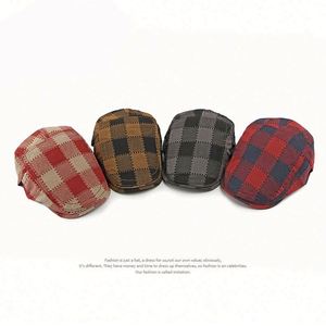 High Quality Men's Fashion Retro Gatsby Plaid Ivy <b>Cap</b> for Men <b>Flat</b> Ivy Herringbone Duckbill Newsboy Beret Ivy Hats - Product Image 3