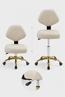 Tabouret de beauté roulant réglable avec dossier en cuir PU, chaise de technicien de salon pour spa, manucure, coiffure et salon de beauté