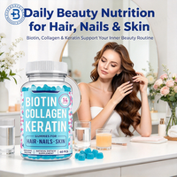 Gummies véganes OEM Halal Biotine Collagène Kératine pour la croissance des cheveux, supplément de vitamines pour cheveux, peau et ongles