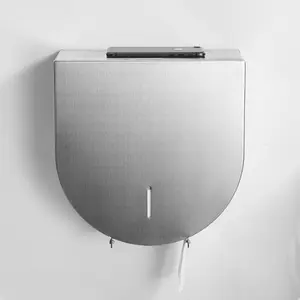 Dispensador de toalha de papel do rolo Lockable montado na parede do dispositivo 304 do banheiro com prateleira móvel do armazenamento