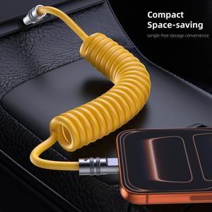 Câble <span class=keywords><strong>de</strong></span> <span class=keywords><strong>données</strong></span> PD100W Type C vers Type C, câble <span class=keywords><strong>de</strong></span> charge rapide à ressort, extensible, anti-emmêlement, pour iPhone, tablette, ordinateur portable, voiture - Product Image 6