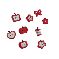 Lot de 9 écussons brodés 3D personnalisés Pomme Rouge, thermocollants, motifs Kawaii (tranche de fruit, cœur, étoile, nœud), pour vêtements, sacs, chapeaux, DIY