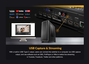 AVMATRIX HVS0401E 4 canaux <span class=keywords><strong>Micro</strong></span> pour <span class=keywords><strong>HDMI</strong></span> & DP Commutateur vidéo Live Stream & Record Via les protocoles Ethernet IP & RTMP - Product Image 4