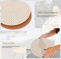 Sous-verres en corde de coton tissés à la main, 4 pièces, coussin isolant résistant à la chaleur, tapis antidérapant pour tasses, support pour casseroles, décoration de table à manger, set de table