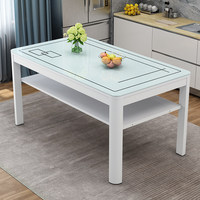 Table à manger 4 places en verre trempé avec chaises, combinaison de rangement, design double couche, mobilier de maison de luxe léger pour petits appartements