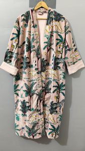 Bata de algodón con estampado animal para mujer, manga larga, longitud completa, ropa de dormir informal, ropa de verano - Product Image 3
