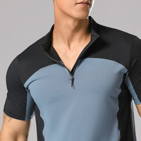 T-shirt de sport à manches courtes pour homme, col roulé, demi-zip, haute élasticité, respirant, séchage rapide, vêtements de sport de plein air