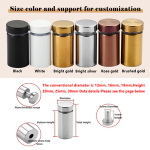 1/2 "x 1" Thép không gỉ Kính standoff gắn kết, tường standoffs quảng cáo móng tay phần cứng cho thủy tinh, hiển thị bảng Acrylic - Product Image 3