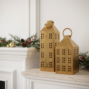 Latest Hot Selling Christmas Home Decoration <b>Brass</b> Antique Metal Candle <b>Lanterns</b> in House Shape - Product Image 2