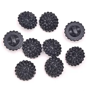 15mm Sewing Round Flower Button Crystal Appliques Black Acrylic Rhinestone Buttons for Clothes Decoration