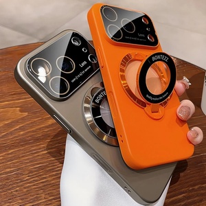 Funda Magnética de Lujo Color Naranja para iPhone 17 Pro Max con Soporte de Anillo y Tacto de Piel - Product Image 2