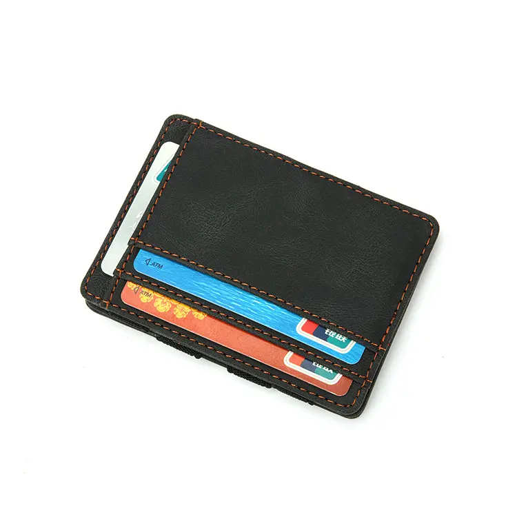 Kore versiyonu sihirli cüzdan para klip çanta ince elastik cüzdan erkekler PU deri cüzdan kimlik kredi kartı kılıfları