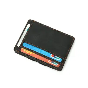 Korean Version Magic Wallet Money Clip Purse Slim Elastic Wallet Men PU Leather Wallet ID Credit Card Cases