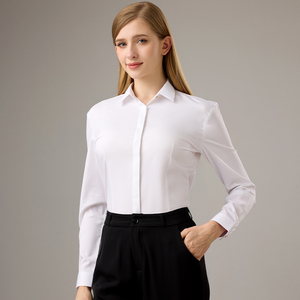Camicie Formali da Donna su Misura OEM, Maniche Lunghe, <span class=keywords><strong>Polsini</strong></span> Francesi <span class=keywords><strong>Doppi</strong></span>, <span class=keywords><strong>Polsini</strong></span> a Contrasto, Vestibilità Slim - Product Image 2