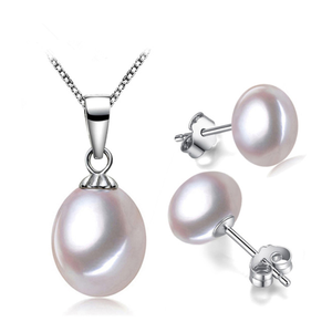 925 <strong>Silver</strong> Natural Real Freshwater <strong>Pearl</strong> Jewellery Set Fresh Water Cultured <strong>Pearl</strong> <strong>Necklace</strong> and Earring Jewelry Set for Women - Product Image 5
