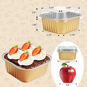 Gobelet à gâteau carré multifonctionnel de 112-230 ml, paroi lisse, bol de cuisson en aluminium coloré avec couvercle à fermeture hermétique - Product Image 5