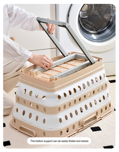 Đóng mở giỏ giặt nhựa gấp lưu trữ pp + tpe giặt giỏ thuận tiện ráp giỏ giặt với bánh xe - Product Image 4