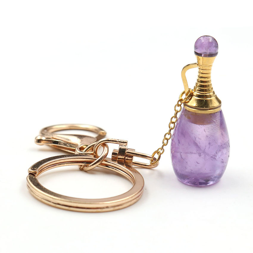 LS-E979 розовый кварц флакон духов светло-желтое золото цвет круг с застёжкой "Лобстер" эфирное масло цепочка для ключей тигровый глаз бусины, тигровый глаз камень ювелирных изделий еврей