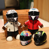 Ours en peluche moto super cool de 30 cm avec mini casque – Jouet en peluche et en tissu