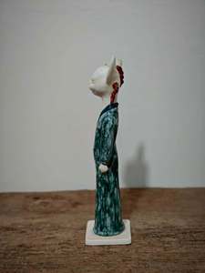 손으로 그린 세라믹 의인화 고양이 입상, 오리엔탈 로브 디자인, 장인 공예 가정 장식 및 소장품 - Product Image 3