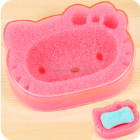 Dessin animé mignon Animal forme naturelle bois Cellulose naturel luffa salle de bain accessoire boîte à savon éponge savon filtre porte-vaisselle