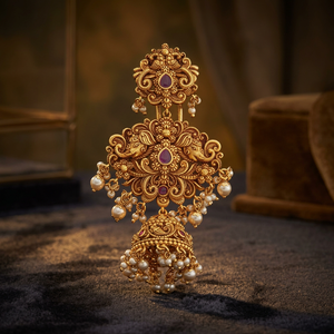 Broche à cheveux en laiton plaqué antique avec pierres synthétiques d'améthyste, motif pompon, pour femme, 33g, cadeau pour mariage ou fête - Product Image 2