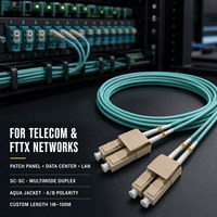 Kabel Patch Fiber Optik Aktif OEM SC SC Duplex Multimode Aqua Jacket LSZH Patch Panel LAN Panjang Kustom 1m-100m