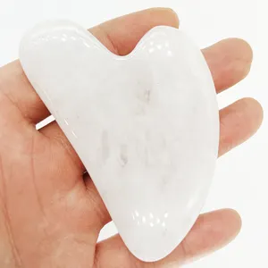 Alat pijat produk lain kerokan batu giok putih, alat gua sha bentuk hati, batu giok