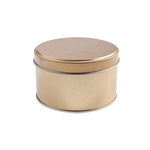 Hot Sale Customized Printed Small Round Golden Tin Box Metal Tin Can for Candy Cookie Candles